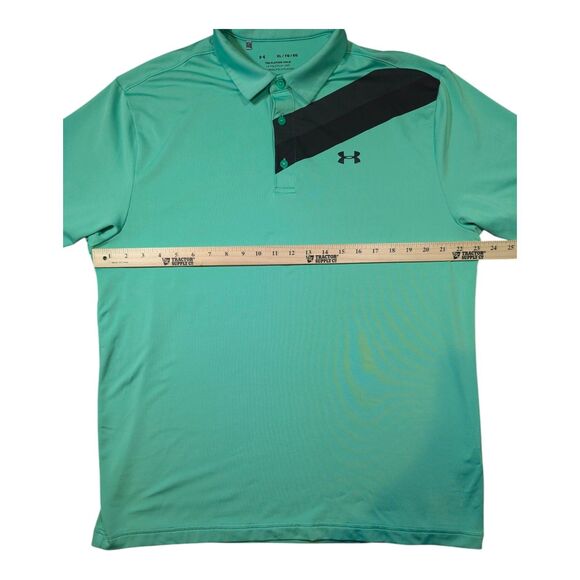 Under Armour The Playoff Polo Men's X-Large XL Green Striped Golf Polo Loose - Picture 6 of 8
